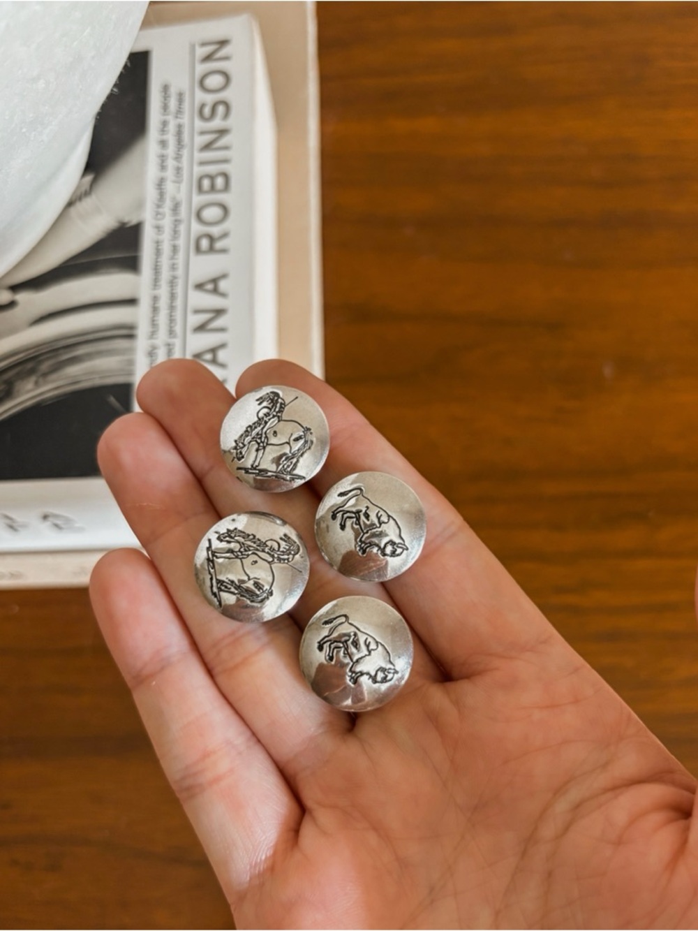 Native American sterling silver button covers set of 4 Navajo Concho button